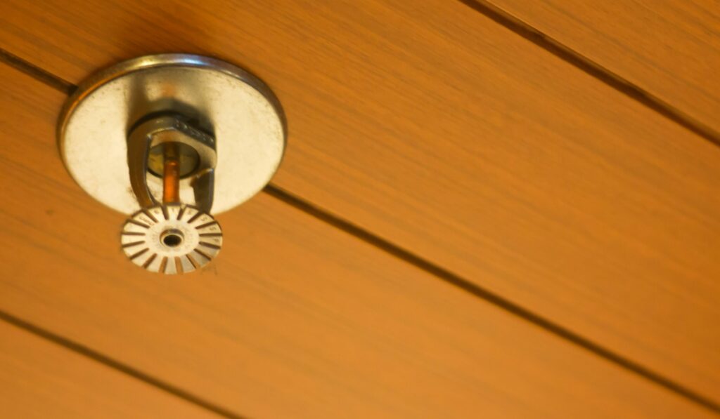 fire sprinkler system on ceiling